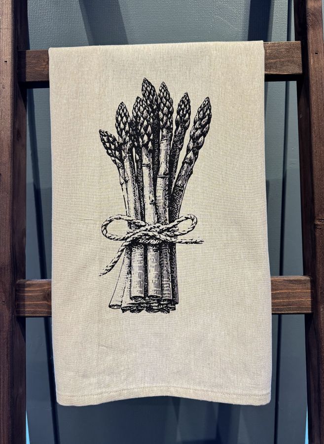 Kjøkkenhåndkle i halvlin - grønnsakshage