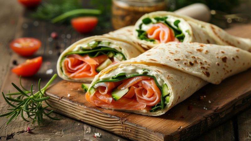 Wraps; kylling eller laks -bestilling tlf 98231048